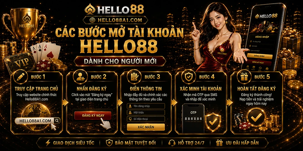 HELLO88 – Link Vào suhuqq.co Chính Thức - Đăng Ký Nhanh 5 Các bước mở tài khoản Hello88 dành cho người mới